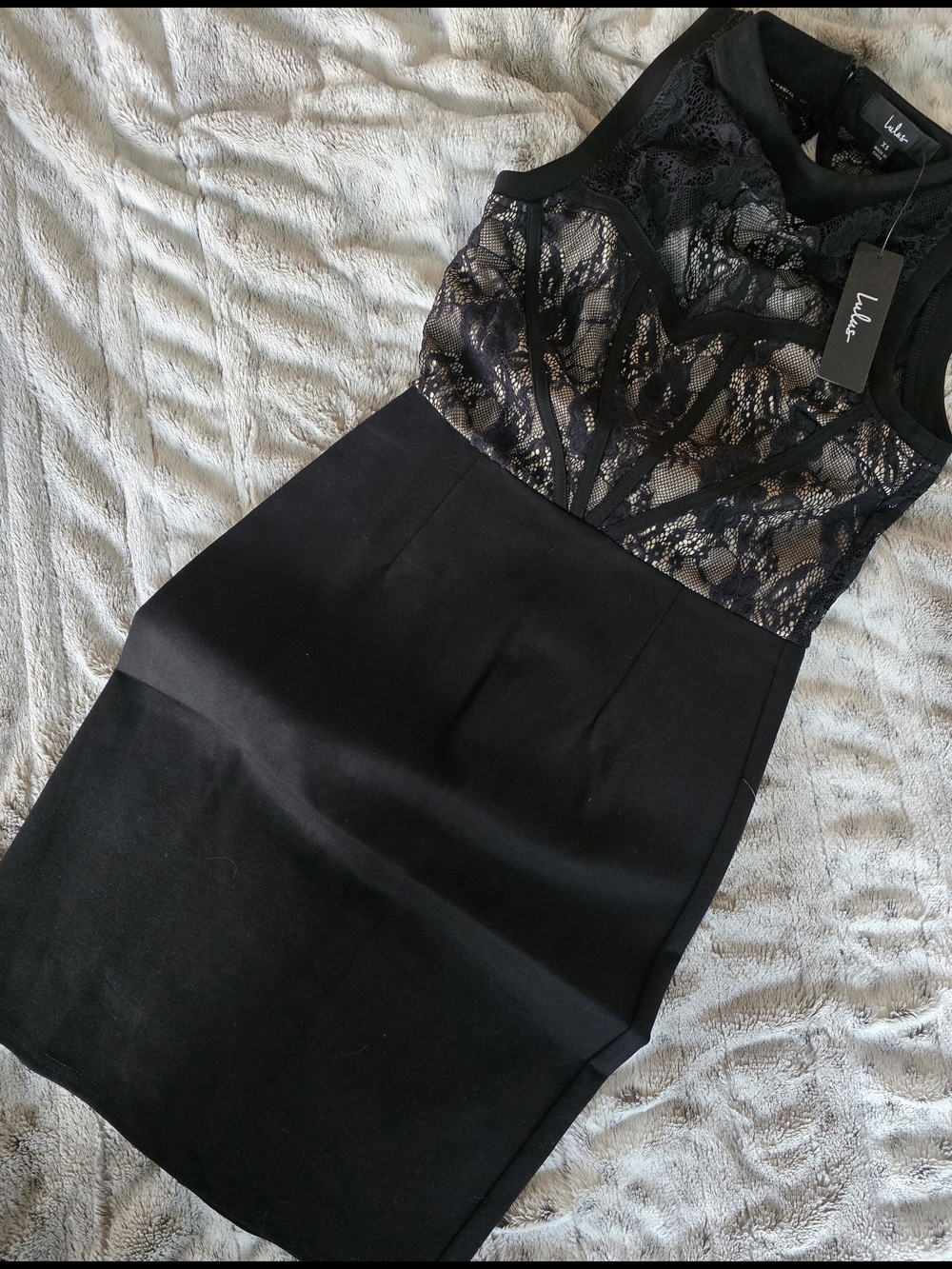 Lulu's Black Lace-Overlay Cocktail Dress - Picture 2 of 2